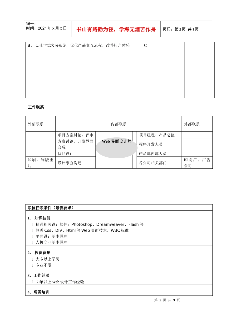 人力资源-2022web界面设计师职务说明书_第2页