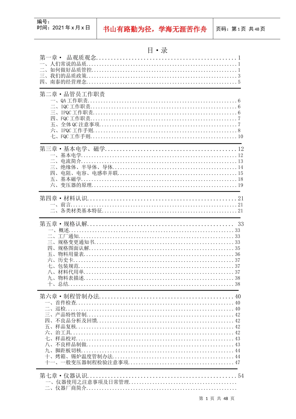 品管部工作手册_第1页