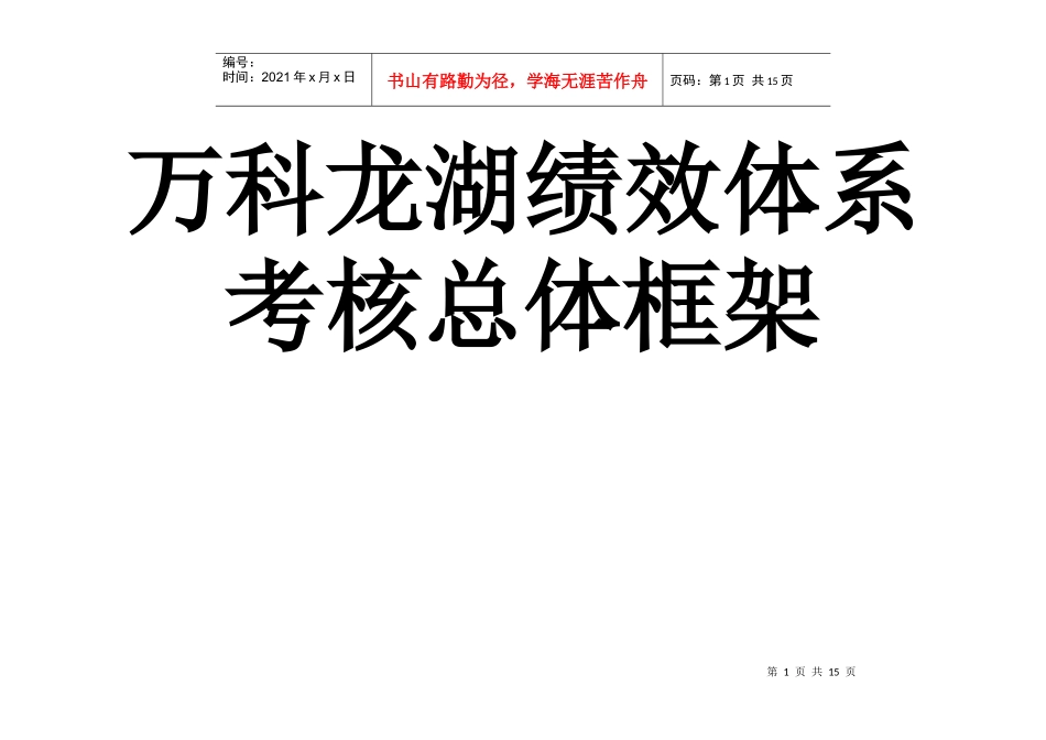 实例某地产某地产绩效体系考核总体框架_第1页