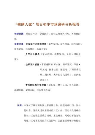 某住宅项目初步市场调研分析报告