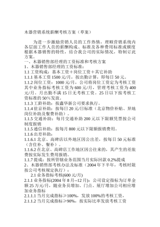 绩效考核方案--木器营销系统薪酬考核方案（ 16页）