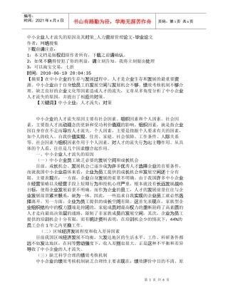 【精品文档-管理学】中小企业人才流失的原因及其对策_人力资源