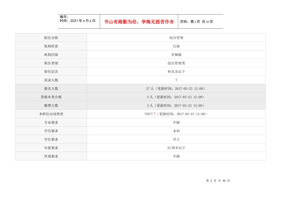 合肥巢湖市乡镇机关职位表23日_第2页