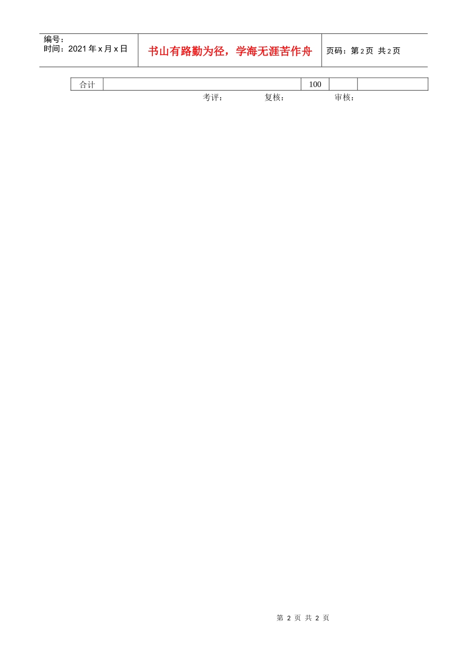 分类指标考核分值表_第2页