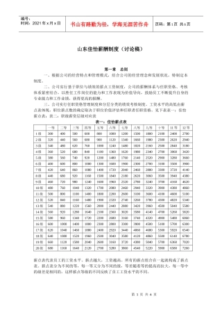 山东佳怡薪酬制度