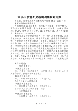 XX县区教育布局结构调整规划方案