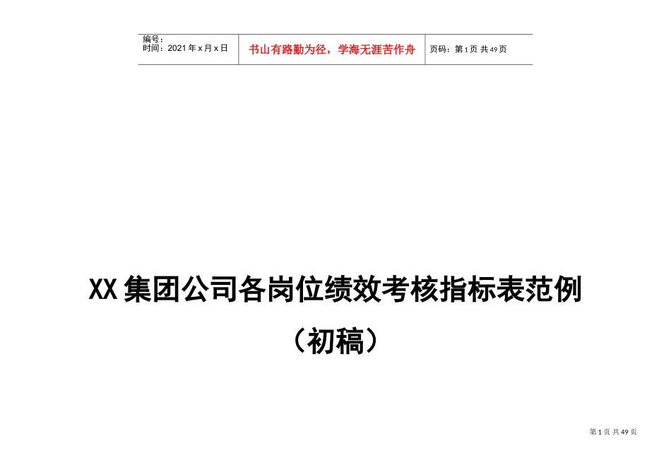 公司各岗位绩效考核指标表(DOC44页)_第1页