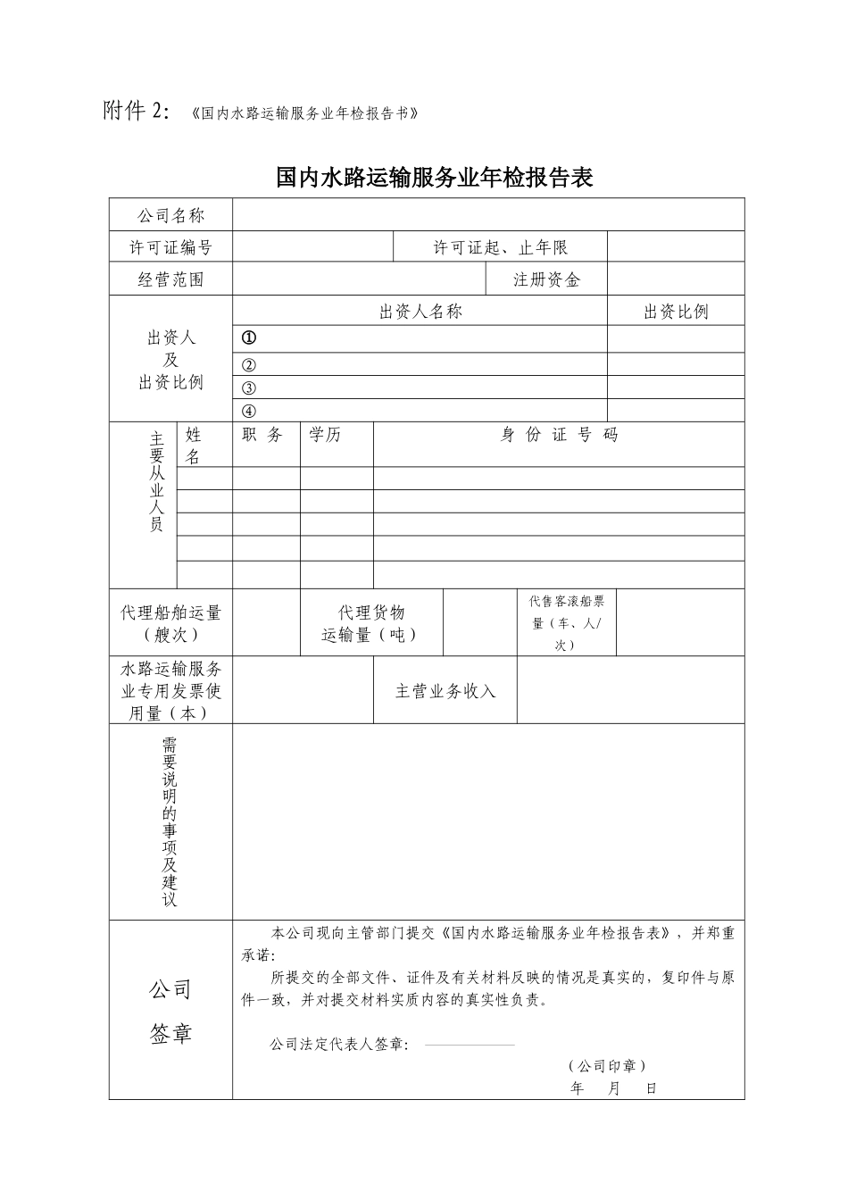 附件1国内水路运输服务业年检报告书_第2页