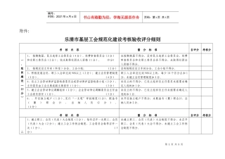 乐清市工会基层组织规范化建设考核验收评分细则