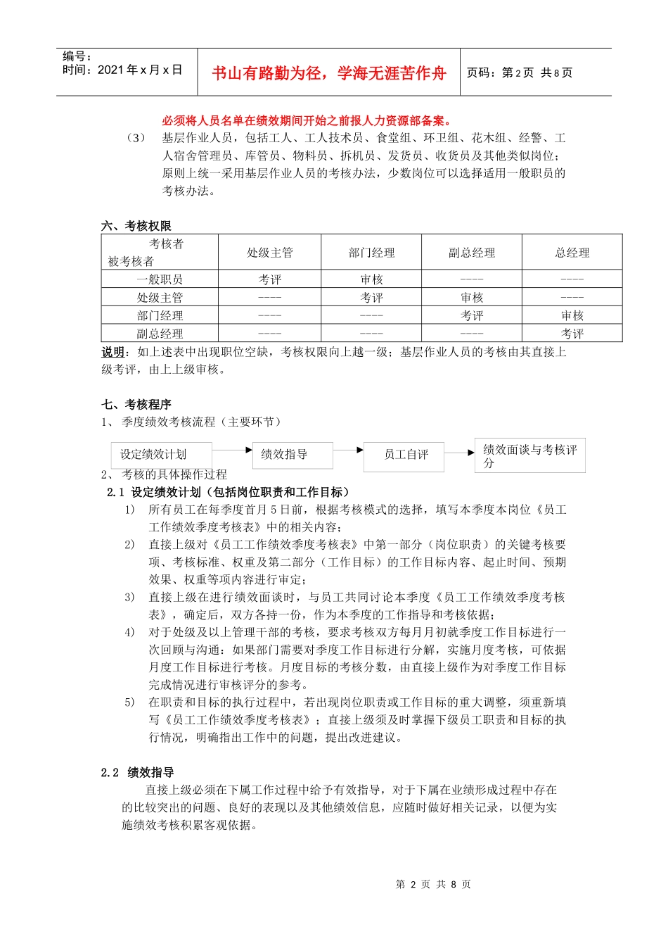 员工季度绩效考核方案(草案)_第2页