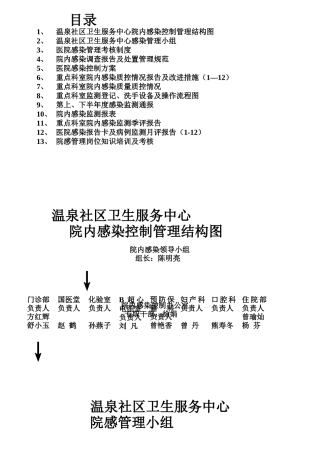 某温泉社区卫生服务中心院内感染控制管理结构图
