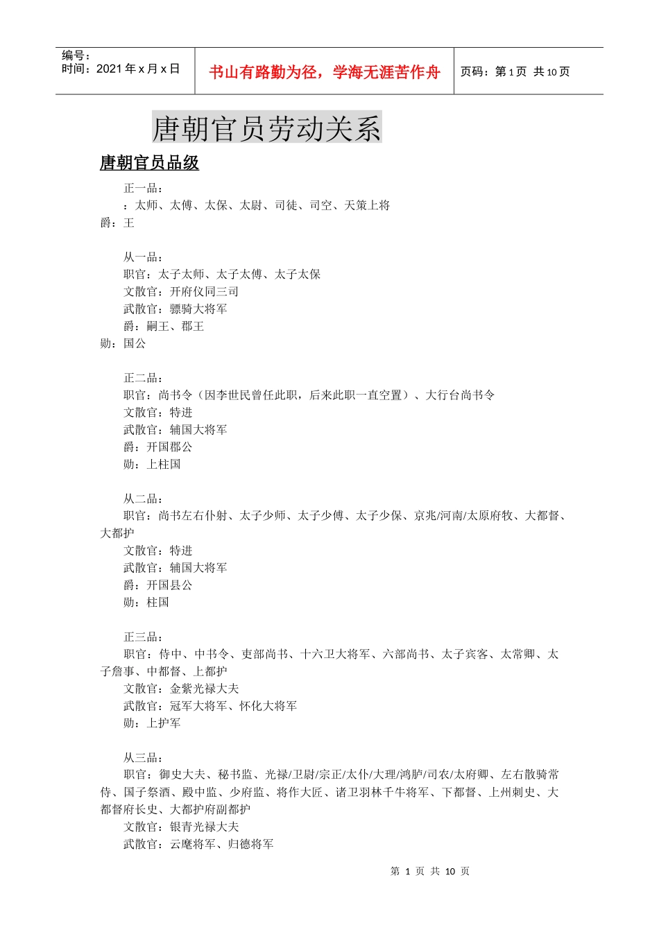 唐朝官员劳动关系_第1页