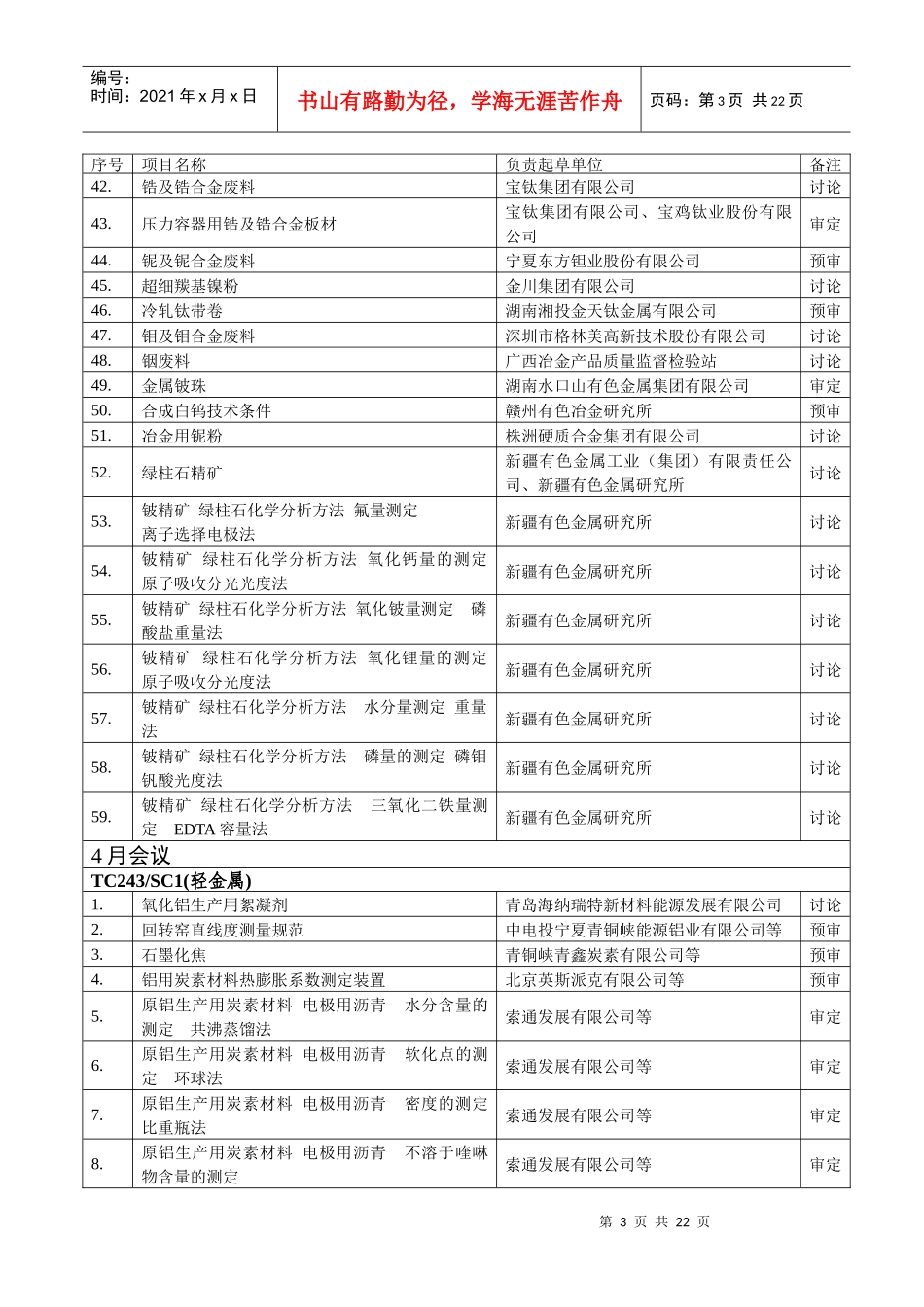 XXXX年有色金属标准工作会议预安排_第3页
