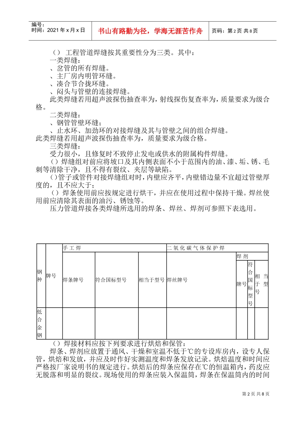 内江菲德力压力管道施工方案(DOC15页)_第2页