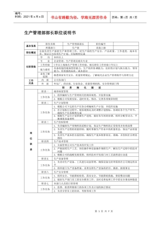 岗位说明书02_生产管理部
