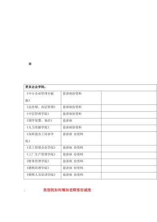美容院怎样增加老顾客忠诚度