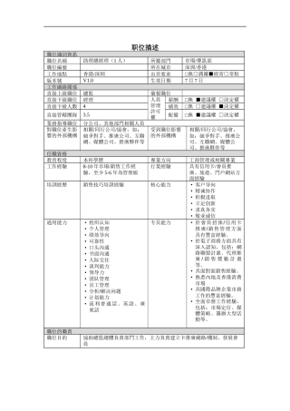 助理总经理岗位说明书