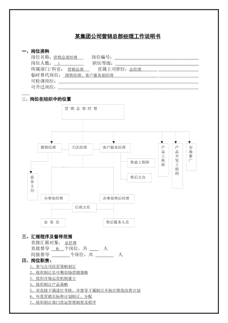 某集团公司营销总部经理工作说明书