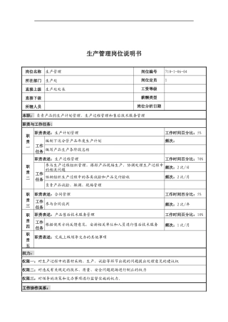 中船重工研究所生产管理岗位说明书