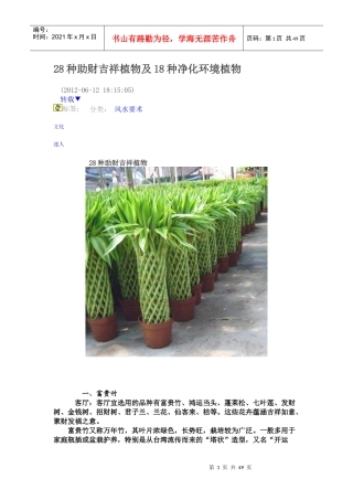 人力资源-202228种助财吉祥植物及18种净化环境植物