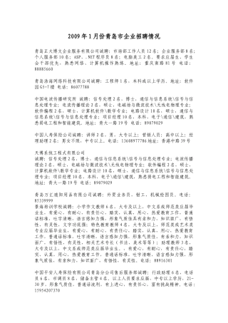 青岛正大博文企业服务有限公司诚聘：市场部工作人员12名；企业
