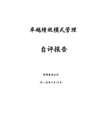 卓越绩效模式管理自评报告