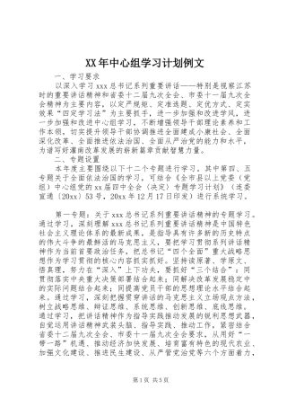 XX年中心组学习计划例文