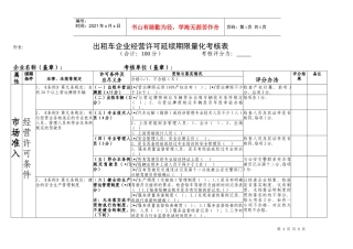 出租车企业经营许可延续期限量化考核表