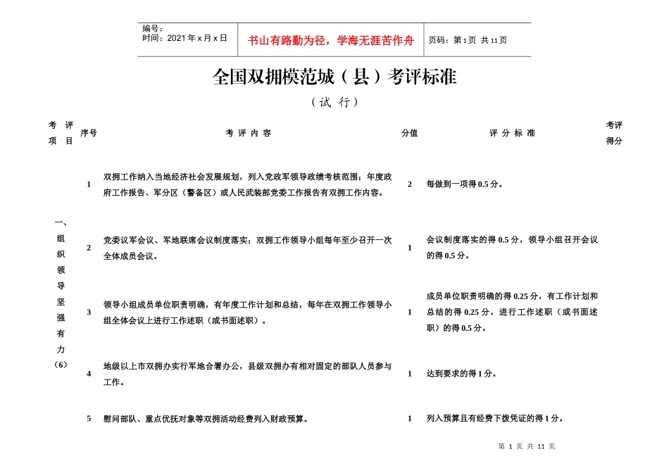 全国双拥模范城考评标准_第1页