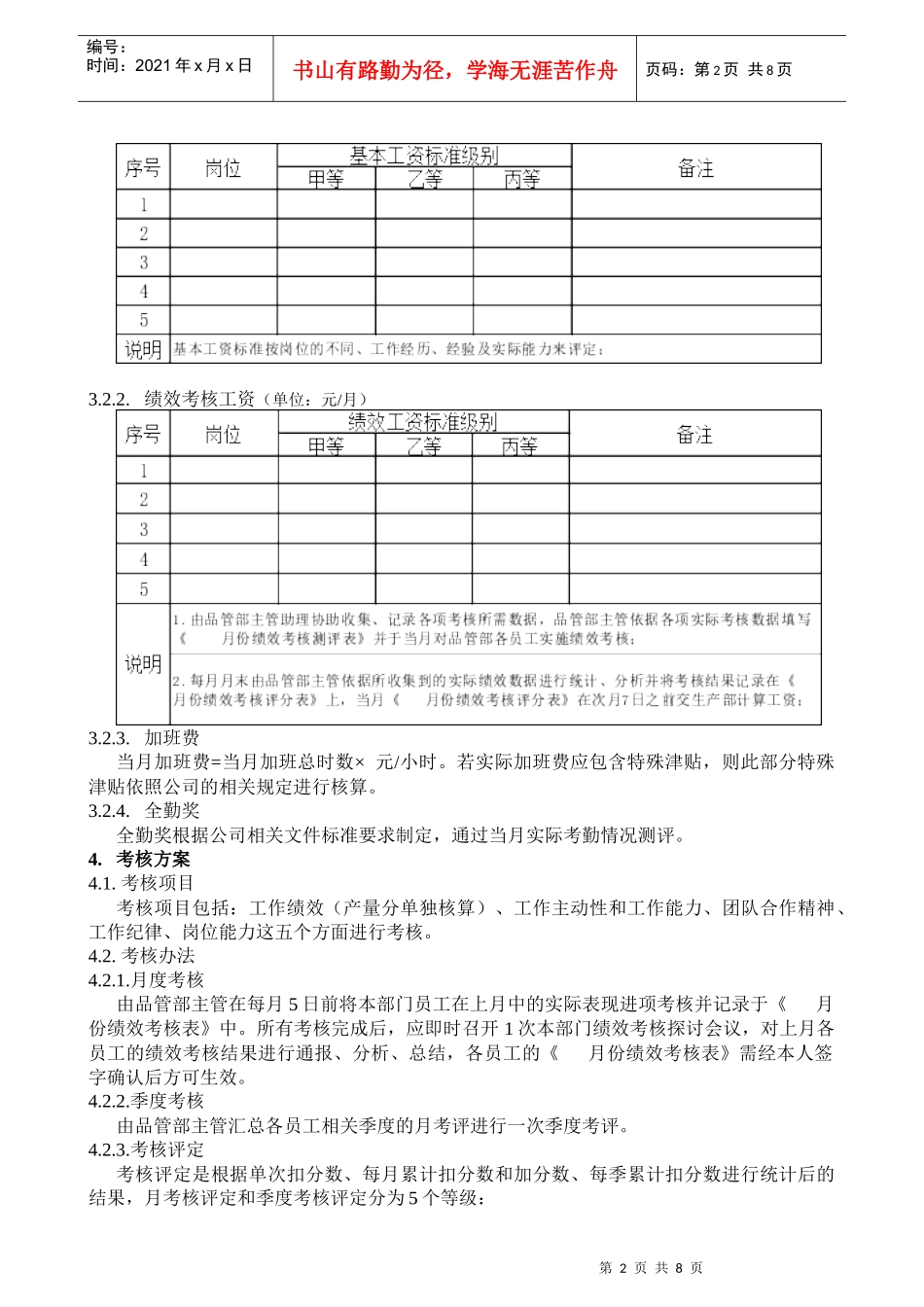 公司品管部绩效考核方案_第2页