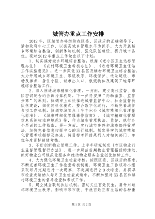 城管办重点工作安排