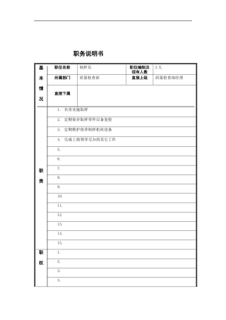 制样员岗位说明书