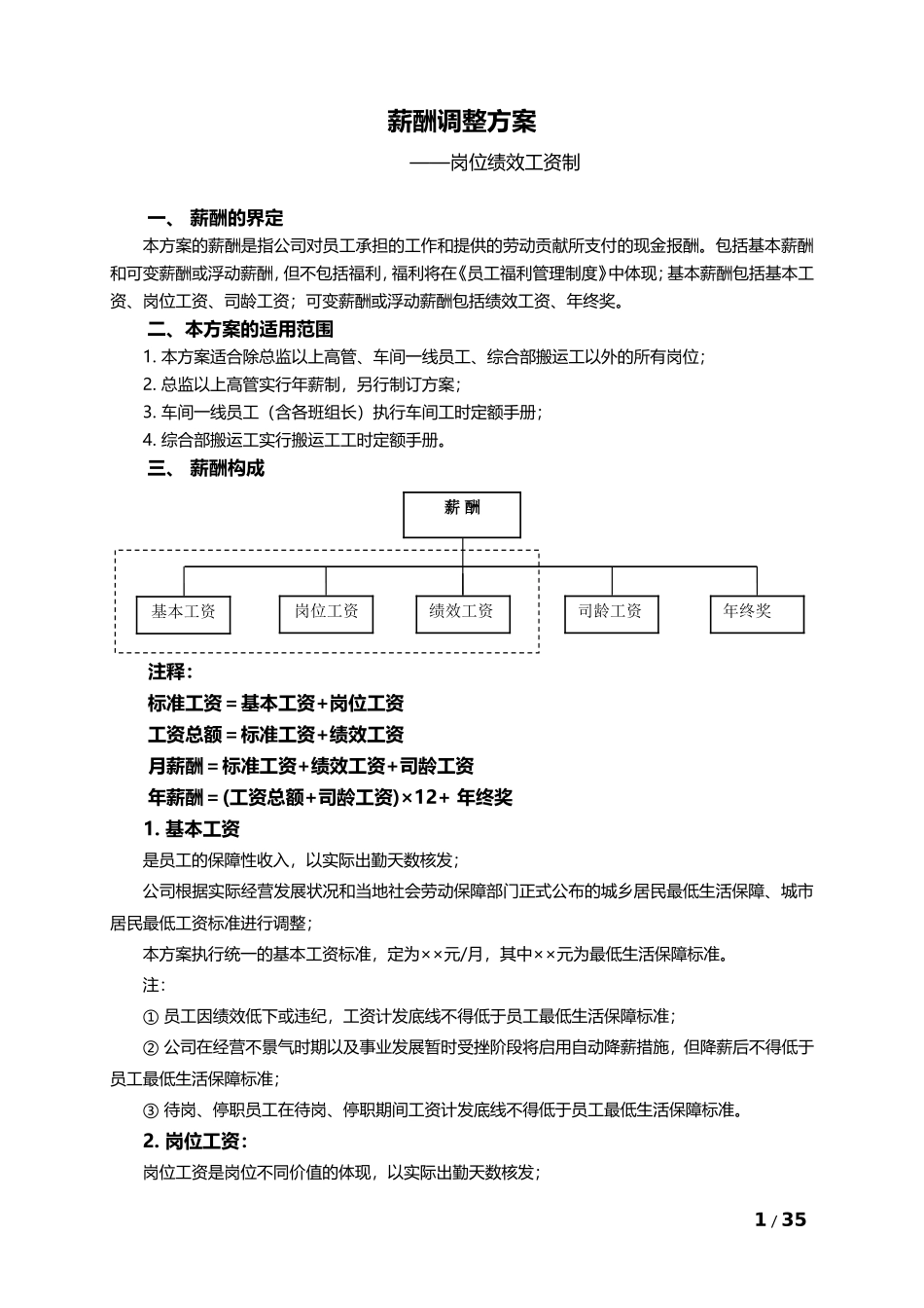 企业薪酬调整方案大全(DOC46页)_第1页