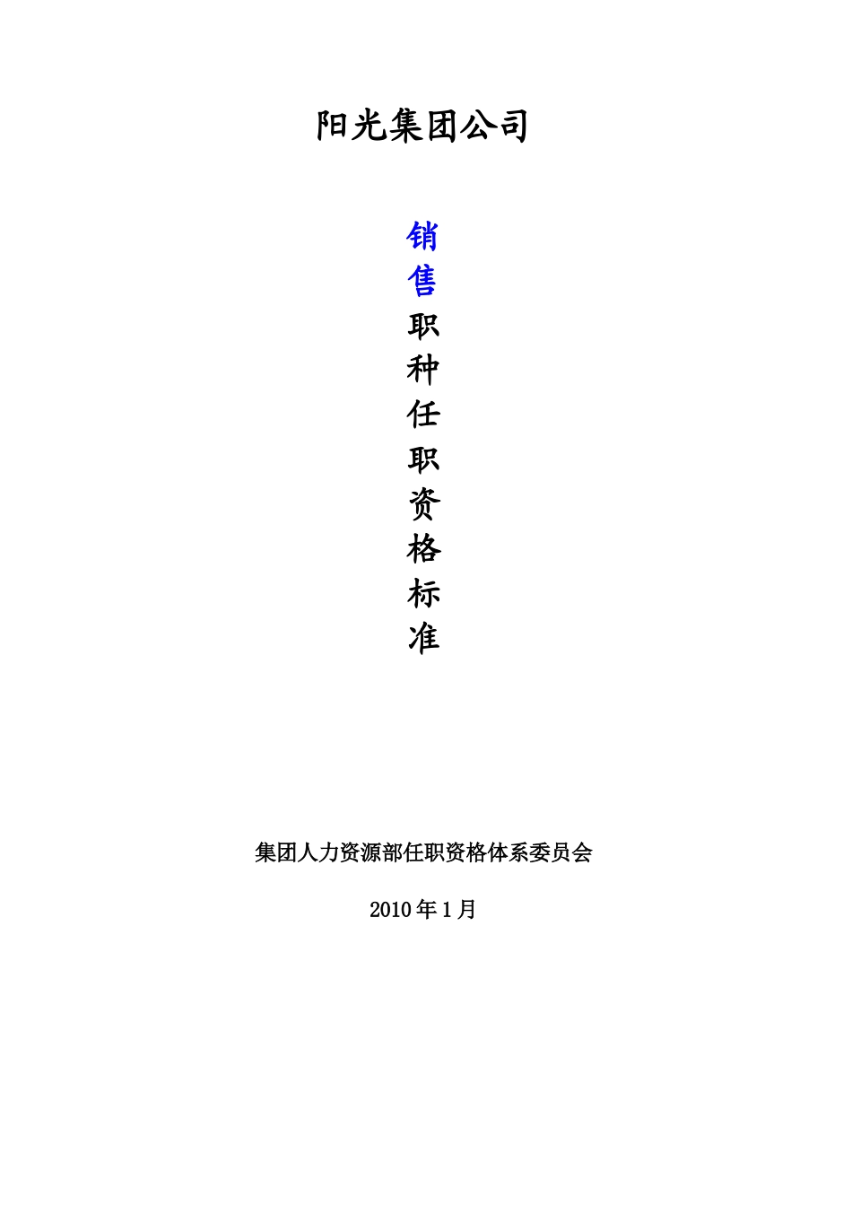 集团公司销售职种任职资格体系标准_第1页