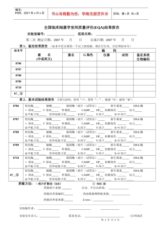 全国临床细菌学室间质量评价(EQA)结果报告