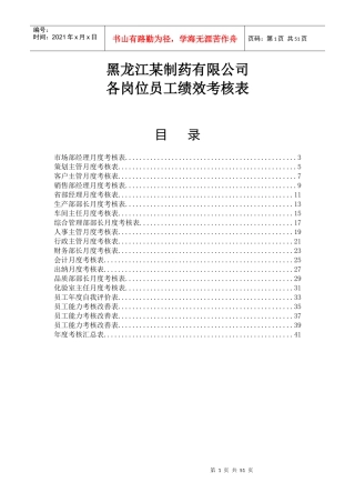 人力资源-202251_黑龙江某制药有限公司各岗位员工绩效考核表