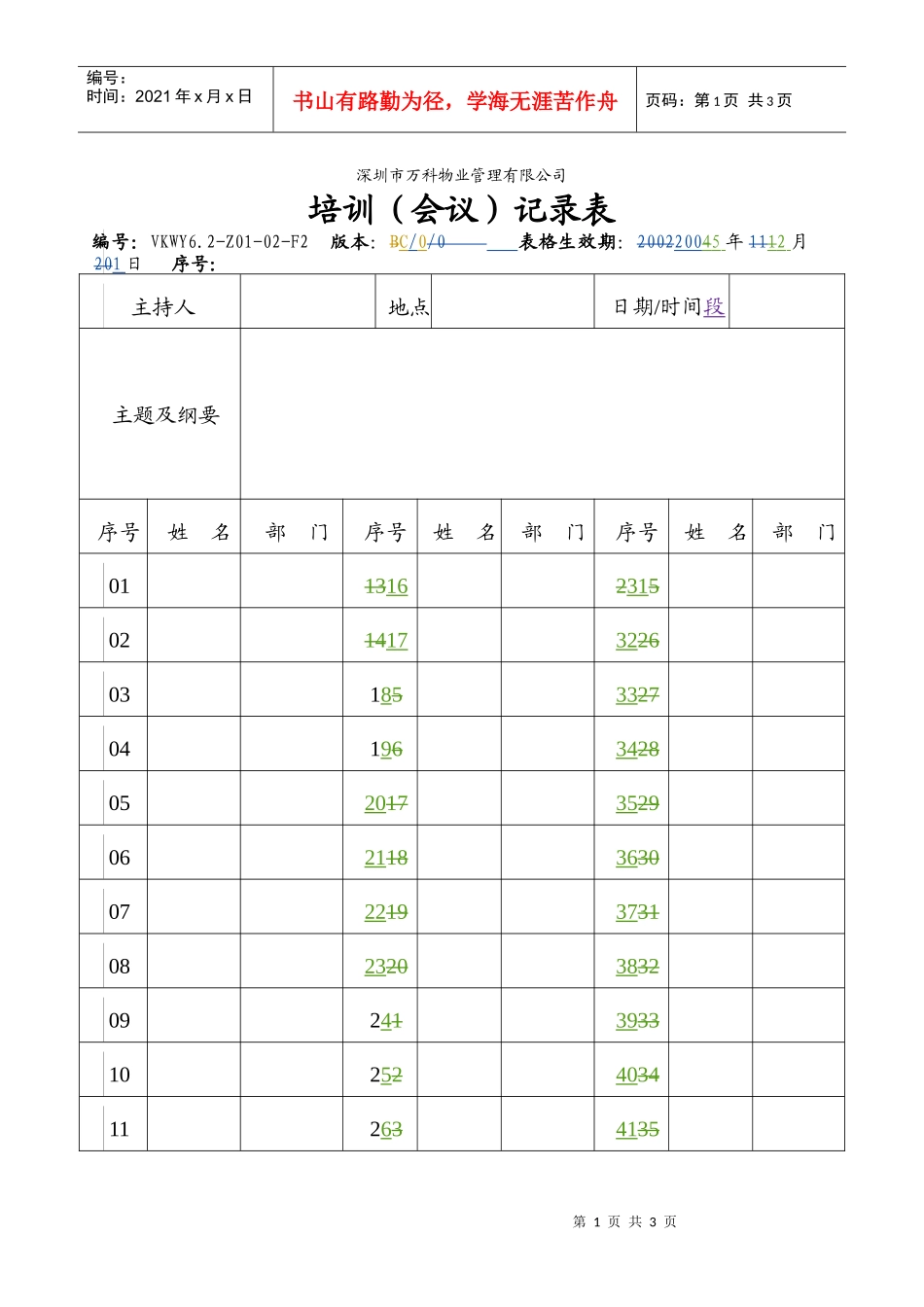 人力资源-20226.2-Z01-02-F2 培训会议记录表_第1页