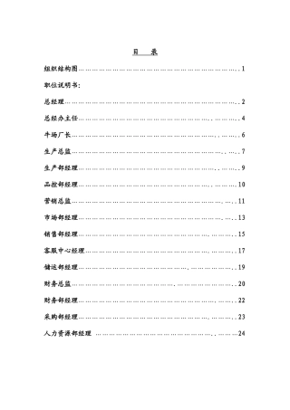 XX乳业有限公司各部门职位说明书