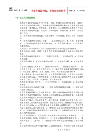 企业人力资源规划组织结构