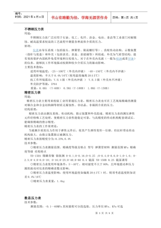 压力表资料大全