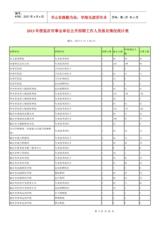 X年度临沂市事业单位公开招聘工作人员报名情况统计表