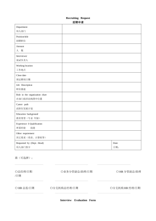 人力资源-所需-表格(中英双语表)