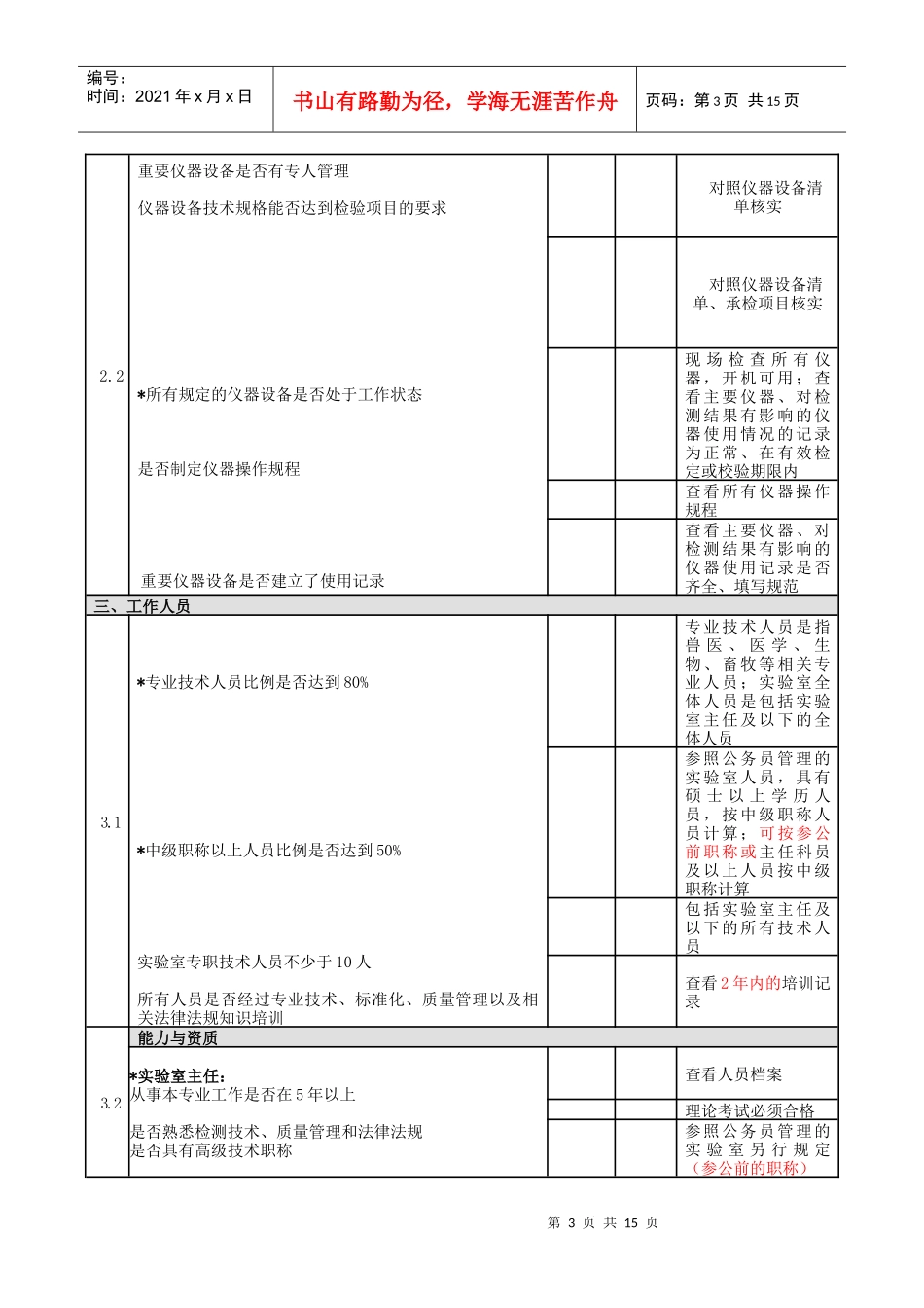 兽医系统实验室现场考核细则--评审说明_第3页