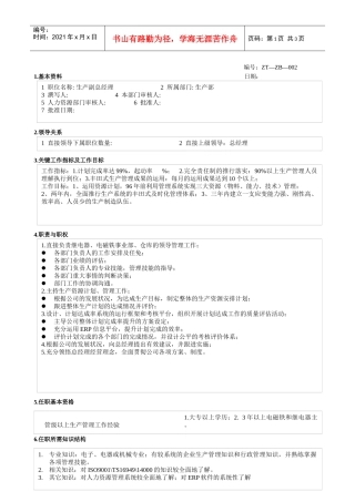 常务副总经理职位说明书