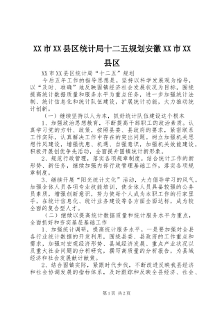 XX市XX县区统计局十二五规划安徽XX市XX县区