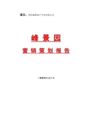 某房地产开发公司营销策划报告书