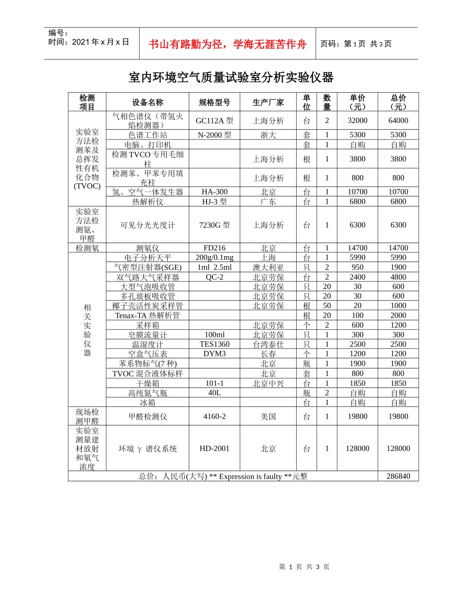 室内环境空气质量试验室分析实验仪器_第1页