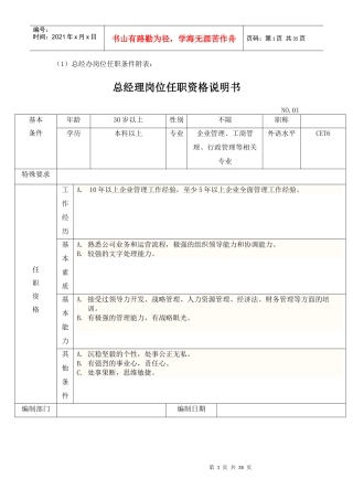 任职资格附表