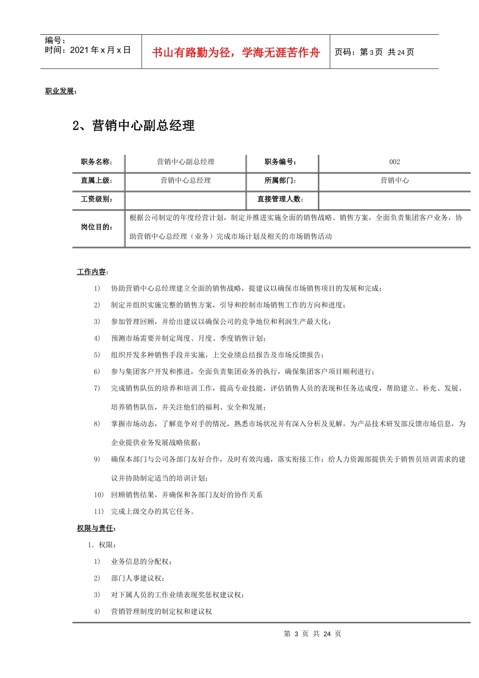 市场营俏岗位职责说明书_第3页