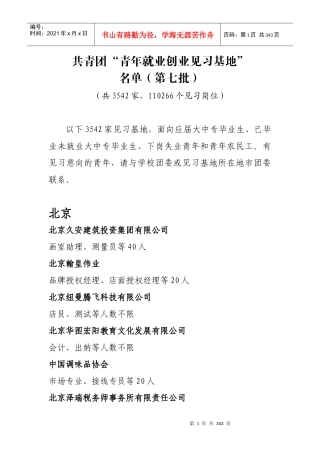 共青团“青年就业创业见习基地”